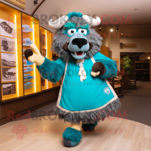 Teal Bison mascotte kostuum...