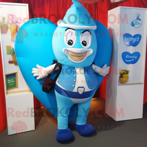 Blue Heart mascotte kostuum...