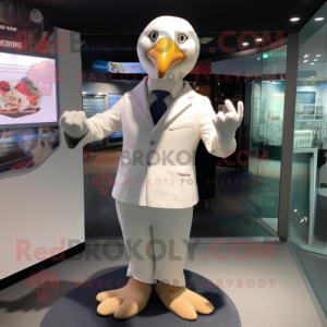 nan Albatross mascot costume character dressed with Suit Jacket and Wallets