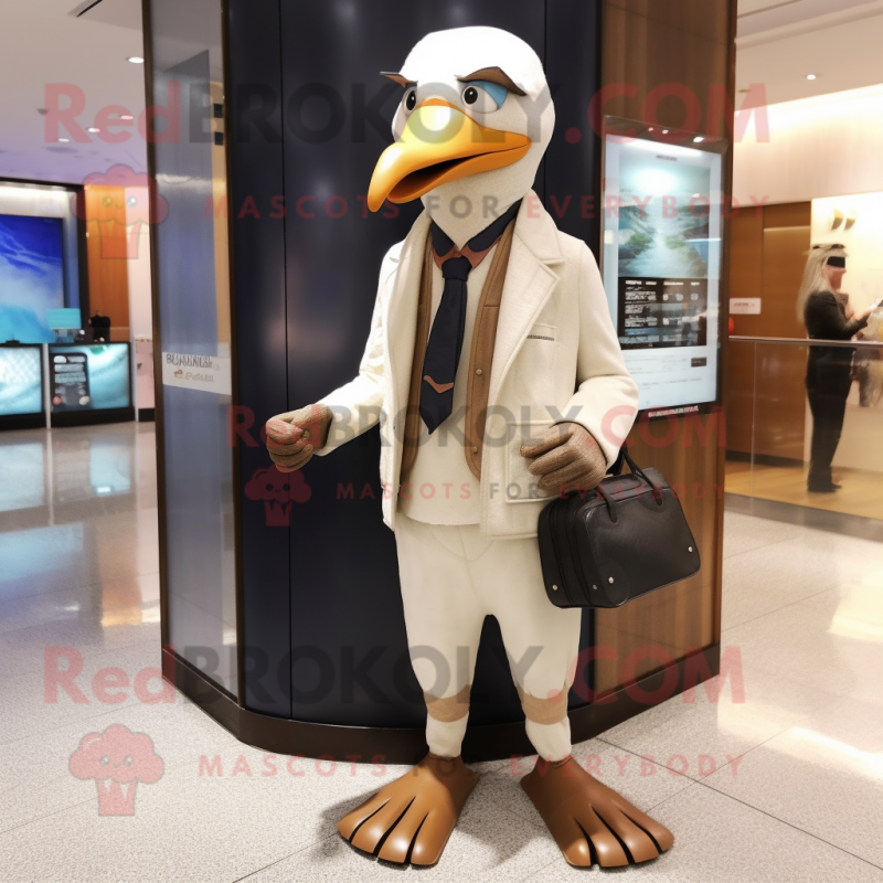 nan Albatross mascot costume character dressed with Suit Jacket and Wallets