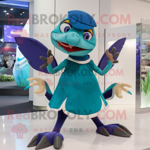 nan Dimorphodon mascot costume character dressed with Circle Skirt and Mittens