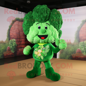 Forest Green Cauliflower mascot costume character dressed with Bodysuit and Ties