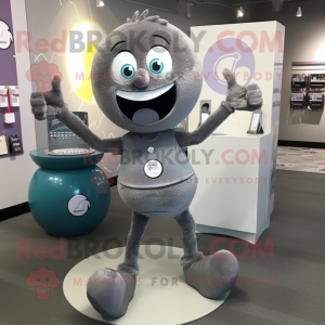 Gray Candy mascot costume character dressed with Yoga Pants and Cufflinks