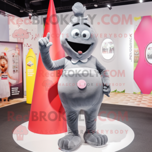 Gray Candy mascot costume character dressed with Yoga Pants and Cufflinks