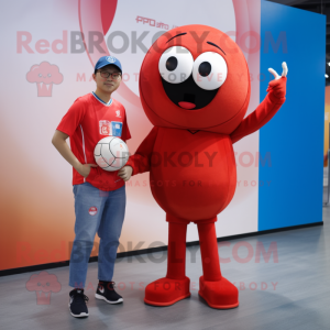 Rode handbal bal mascotte...