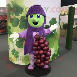 Lavender Grape mascot costume character dressed with Sweater and Scarves