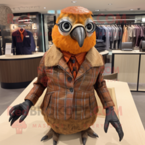 nan Pheasant mascot costume character dressed with Leather Jacket and Tie pins