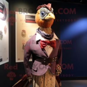 nan Pheasant mascot costume character dressed with Leather Jacket and Tie pins