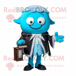 Cyan Attorney mascot costume character dressed with Dress and Hairpins