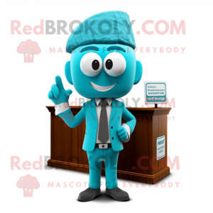 Cyan Attorney mascot costume character dressed with Dress and Hairpins