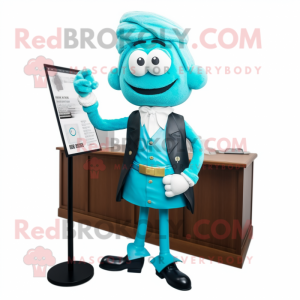Cyan Attorney mascot costume character dressed with Dress and Hairpins