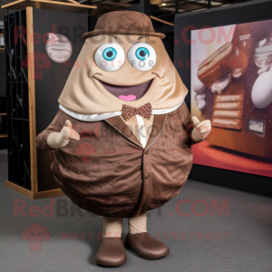 Brown Oyster mascot costume character dressed with Suit and Shawls