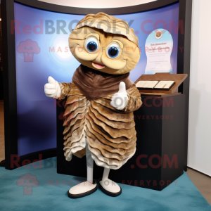 Brown Oyster mascot costume character dressed with Suit and Shawls