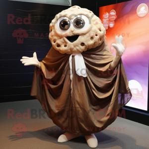 Brown Oyster mascot costume character dressed with Suit and Shawls