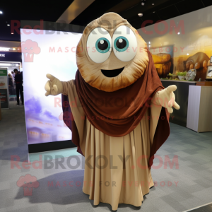 Brown Oyster mascot costume character dressed with Suit and Shawls