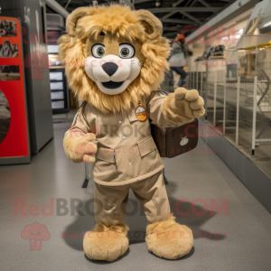 Tan Lion maskot kostume...