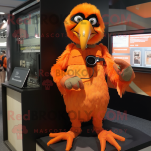 Orange Crow mascot costume character dressed with Romper and Gloves