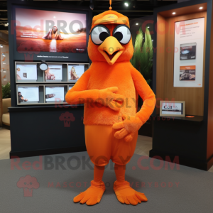 Orange Crow mascot costume character dressed with Romper and Gloves