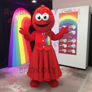 Red Rainbow maskot kostume...