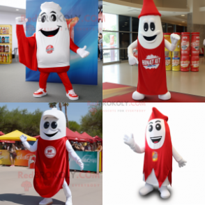 White Bottle of ketchup mascot costume character dressed with Denim Shorts and Wraps