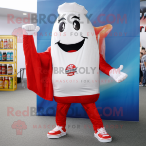 White Bottle of ketchup mascot costume character dressed with Denim Shorts and Wraps