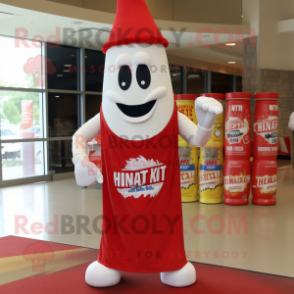 White Bottle of ketchup mascot costume character dressed with Denim Shorts and Wraps