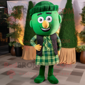 Forest Green Falafel mascot costume character dressed with Flannel Shirt and Cufflinks
