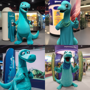 Teal Brachiosaurus mascotte...