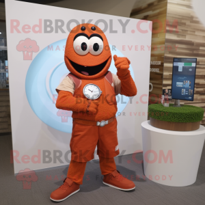 Rust Engagement ring mascot costume character dressed with T-Shirt and Bracelet watches