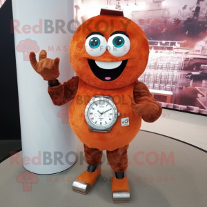 Rust Engagement ring mascot costume character dressed with T-Shirt and Bracelet watches