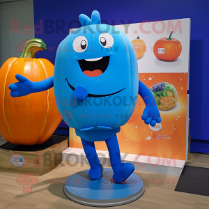 Blue Pumpkin mascot costume character dressed with Bikini and Brooches