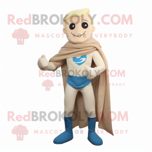 Beige Superhero mascot costume character dressed with Jeggings and Scarves