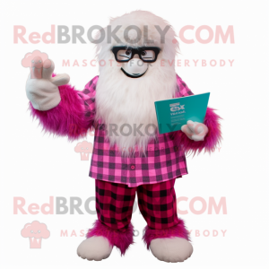 Magenta Yeti maskot drakt...