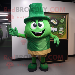 Forest Green Lasagna mascot costume character dressed with T-Shirt and Hats