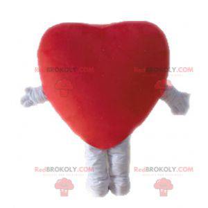 Mascotte de cœur rouge géant. Mascotte romantique -