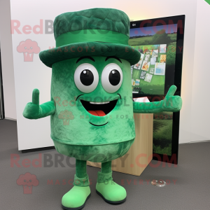 Forest Green Lasagna mascot costume character dressed with T-Shirt and Hats