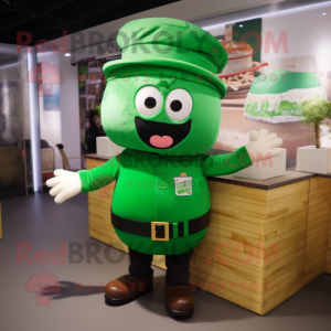 Forest Green Lasagna mascot costume character dressed with T-Shirt and Hats