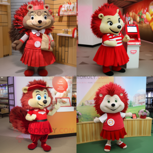 Red Hedgehog maskot kostume...