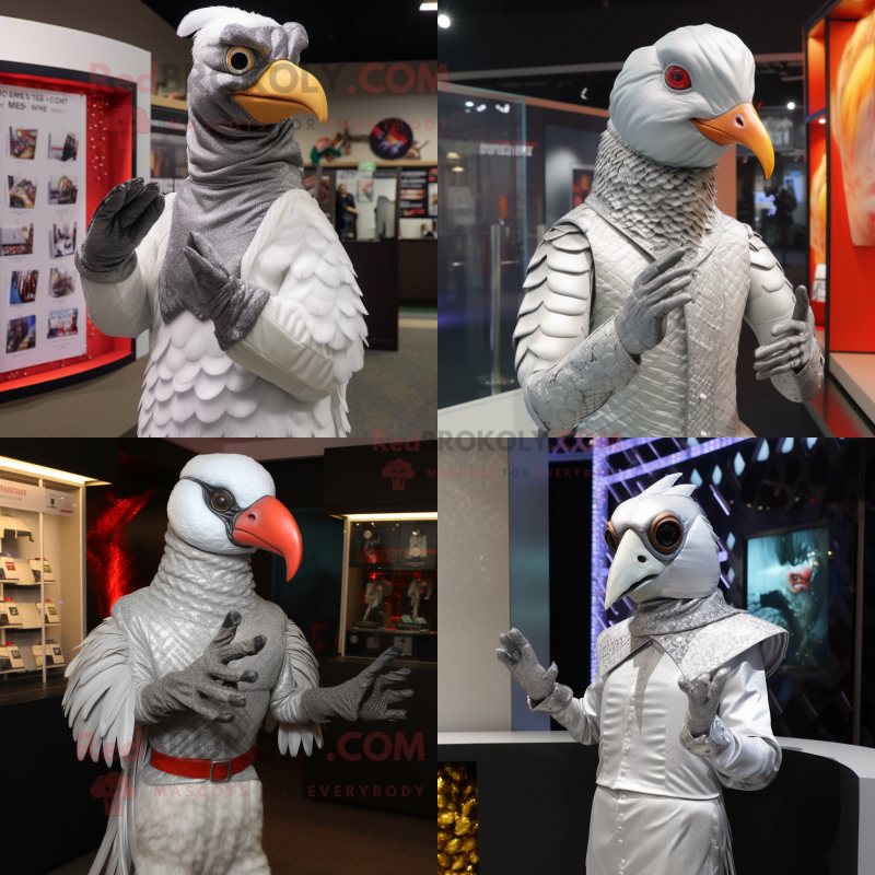 Silver Pheasant mascot costume character dressed with Turtleneck and Gloves