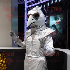 Silver Pheasant mascot costume character dressed with Turtleneck and Gloves