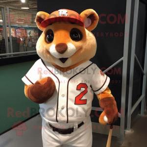 Rust Dormouse mascot costume character dressed with Baseball Tee and Tie pins