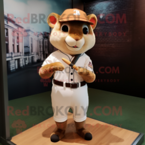 Rust Dormouse mascot costume character dressed with Baseball Tee and Tie pins