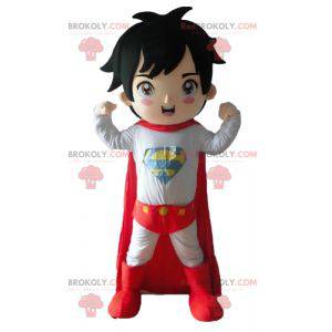 Mascotte de garçon habillé en tenue de super-héros -