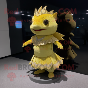 Gold Axolotls mascot costume character dressed with Mini Dress and Belts