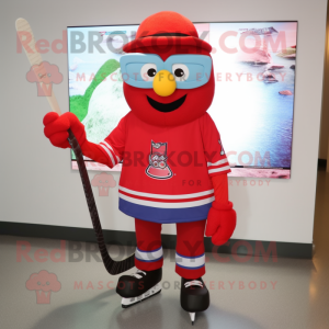 Rød ishockeykølle maskot...