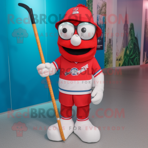 Rød ishockeypind maskot...