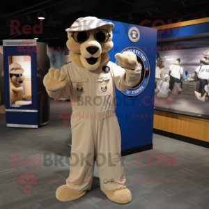 Tan Navy SEAL mascot costume character dressed with Shift Dress and Shawls