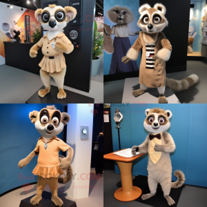 Tan Lemur maskot kostume...