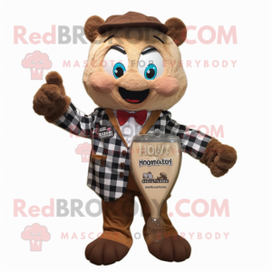 Brown Hourglass mascot costume character dressed with Flannel Shirt and Ties