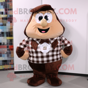 Brown Hourglass mascot costume character dressed with Flannel Shirt and Ties